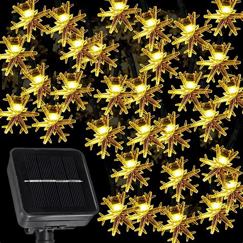 Solar Christmas Lights Snowflake 23ft 50 Led 8 Modes Fairy String