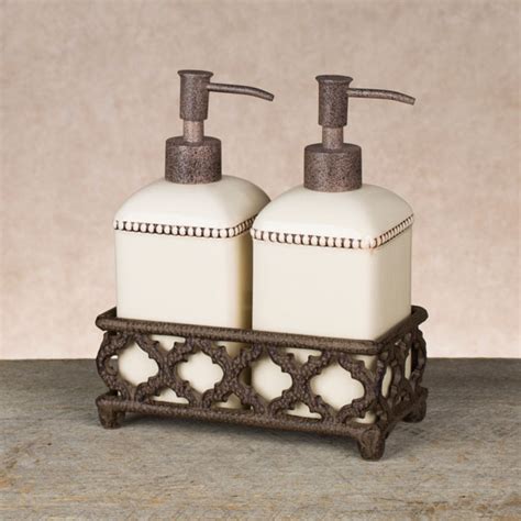 Sunshine soap and candle company. Cream Ogee-G Soap/Lotion Dispenser Set - GG Collection