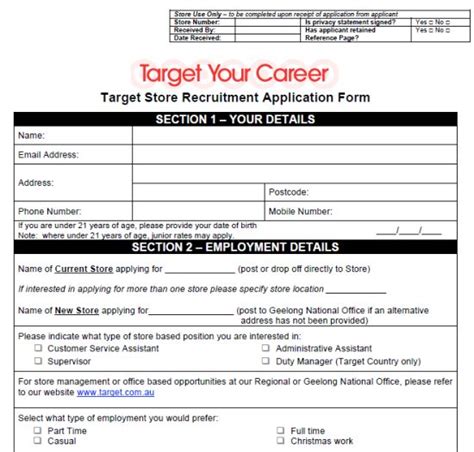 target job application form job hunter  job application