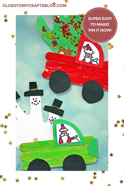 Popsicle Stick Christmas Trucks Kid Craft Winter Crafts For Kids