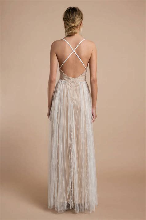 Nude Maxi Dress Tulle Dress Elegant Nude Maxi Dress 128 Tobi US