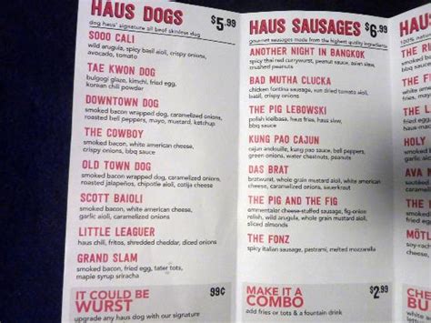 Menu Picture Of Dog Haus Los Angeles Tripadvisor