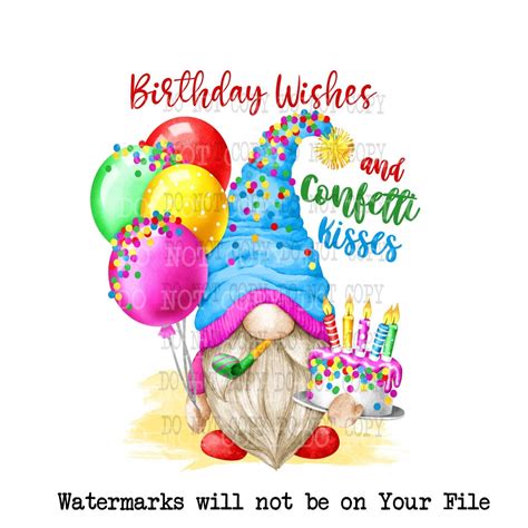 Birthday Gnome Gnome Png Digital Download Birthday Clipart Etsy