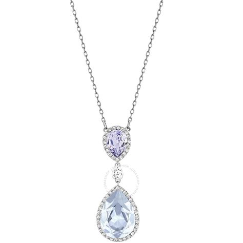 Swarovski Rhodium Plated Christie Double Pear Pendant Necklace 5113782