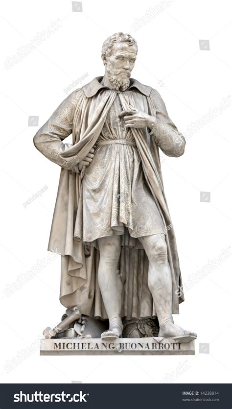 Michelangelo Buonarroti Statue Isolated On White Stock Photo 14238814