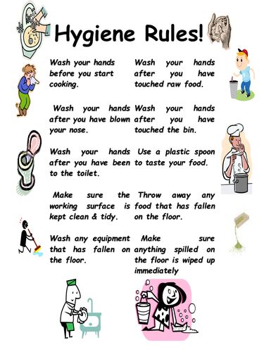 Hygiene Rules In The Kitchen Hygiene Lessons Rules For Kids