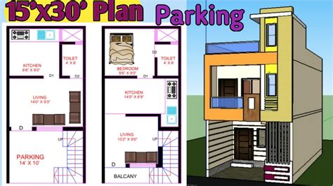 15 X 30 House Plan With Parking 15 By 30 Ghar Ka Elevation 15x30