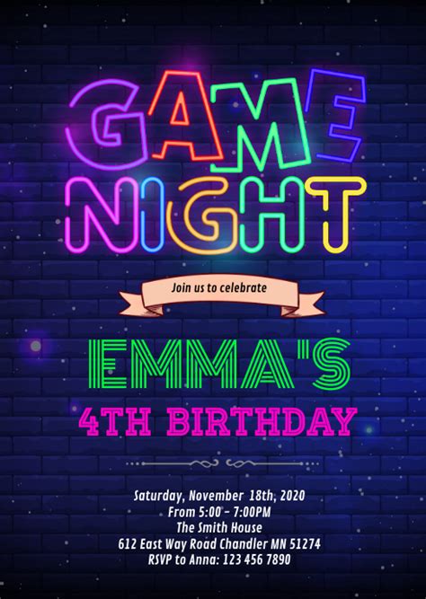 Gamenight Birthday Invitation Template Postermywall