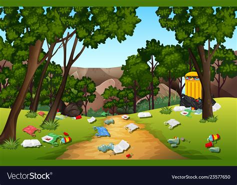 Litter In Nature Park Royalty Free Vector Image