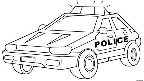 Coloriage Transport Voiture De Police Style Carre