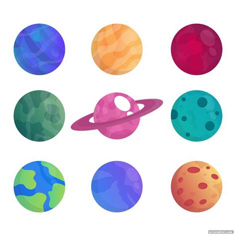 Colorful Planets Cutouts Printable