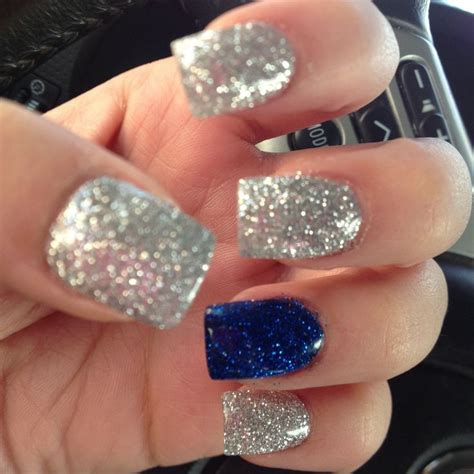 I really love how this mani came out! Dallas Cowboy nails!!! Silver and blue glitter!!! | Beauty ...