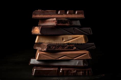 Stack Of Gourmet Chocolate Bars On Black Background Stock Photo Image