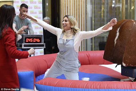 Stacey Solomon Rides A Bucking Bronco In Manchester Daily Mail Online