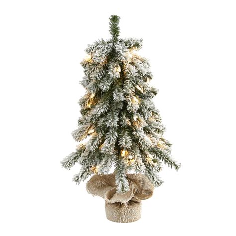 2 Flocked Alpine Christmas Artificial Tree With 35 Lights