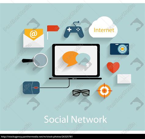 Social Network Concept Flat Vector Illustration Lizenzfreies Bild