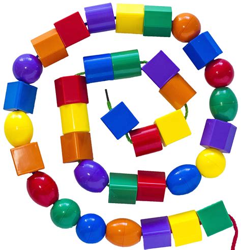 Cc O Play Large Lacing Bead Set For Kids 36 Jumbo Beads And 4 Threads