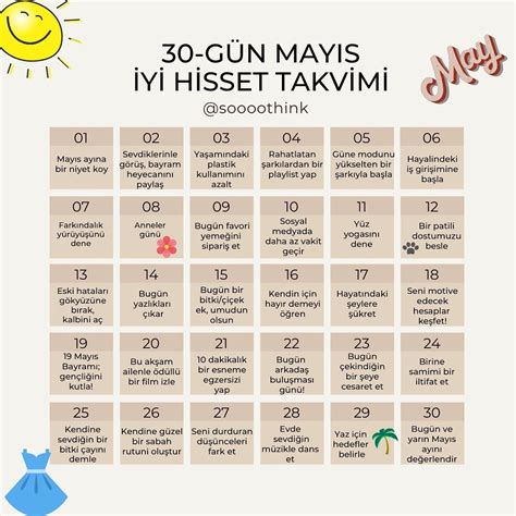 Soooothink on Instagram MAYIS İYİ HİSSET TAKVİMİ İsterseniz karışık