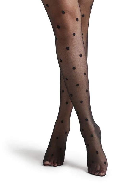 Shein Black Polka Dot Pattern Sheer Mesh Pantyhose Stockings