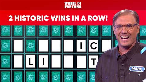 Wheel First Bonus Round Wins In A Row Wheel Of Fortune