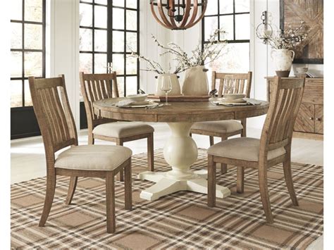 Ashley Grindleburg 6 Piece Round Dining Room Table Set D754 50t 50b 05