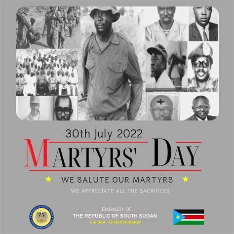 30 July 2022 Martyrs Day In South Sudan Embassy Of The Republic Of