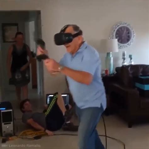 Grandpa Gets A Little Too Carried Away With The Vr Headset Boing Boing
