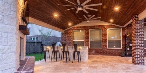 Patio Cover With Outdoor Kitchen And Fireplace Richmond Tx Hhi