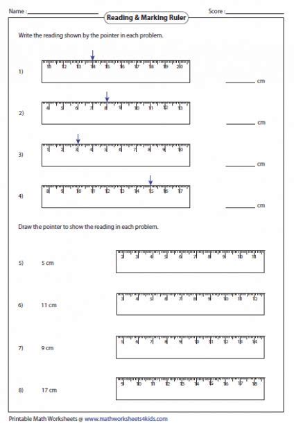 Reading A Scale Ruler Worksheet Measurement Worksheets Paragraph