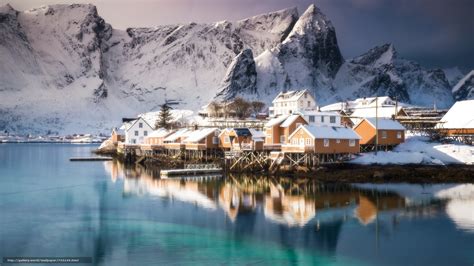 Lofoten Norway Lofoten Island Winter Snow The Mountains Rock