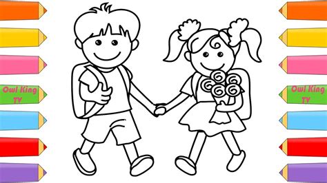 Easy drawing for kids, mumbai, maharashtra, india. School Girl and Boy Coloring Pages | How To Draw for ...