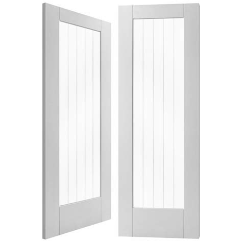 Liberty Doors Internal White Primed Cottage 1l Obscure Lined Clear