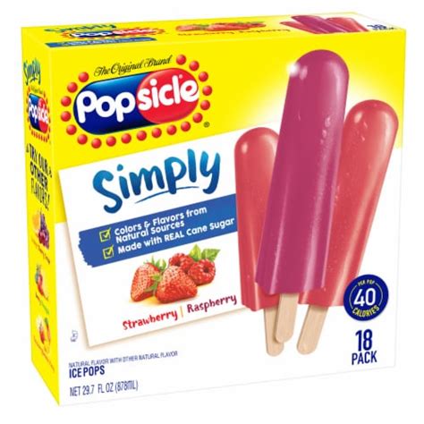 Popsicle® Simply Strawberry And Raspberry Ice Pops 18 Ct 165 Fl Oz