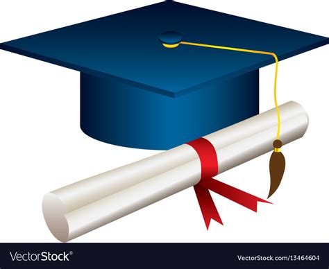 Color Graduation Hat With Diploma Royalty Free Vector Image
