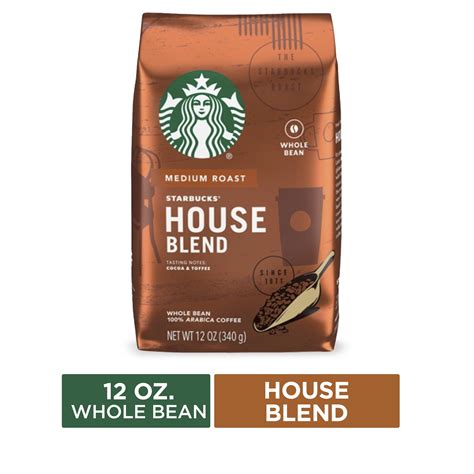Starbucks Medium Roast Whole Bean Coffee — House Blend — 1 Bag 12 Oz