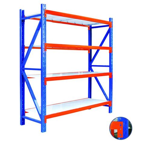 Hot Item Blue And Orange Middle Warehouse Storage Shelves Rack System