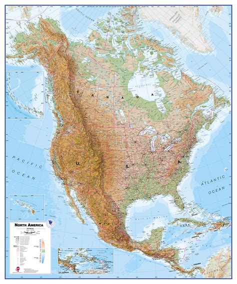 North America Wall Map Physical