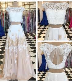 2018 Custom Made Two Pieces Prom Dresslace Beaded Party Dress