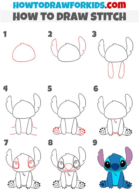 How To Draw Stitch Step By Step Easy Drawing Tutorial For Kids