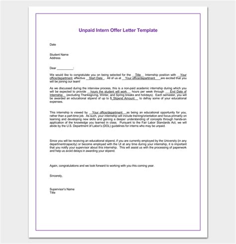 internship appointment letter template  docs formats