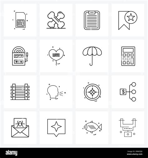 Conjunto De 16 Iconos De Línea Simple De Apuesta Etiqueta Documento