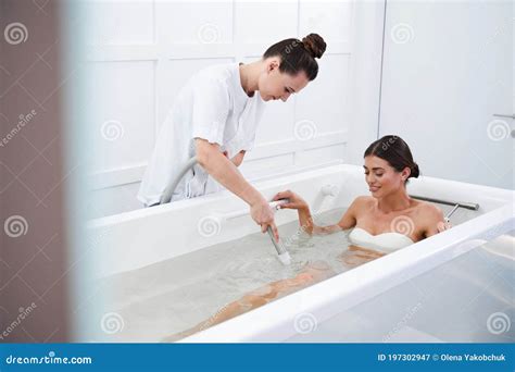 Girl Swimming With Pleasure In Comfortable Bath Stock Image Image Of