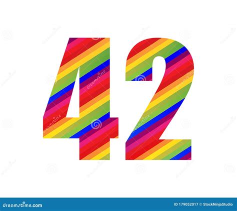 42 Number Rainbow Style Numeral Digit Colorful Number Vector