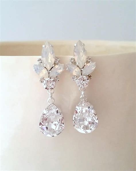Bridal Chandelier Earrings White Opal Earrings Bridal Opal Earrings