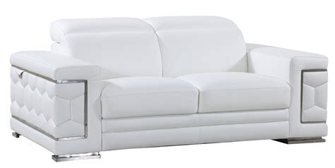 Global United 692 Genuine Italian Leather Loveseat In White Color