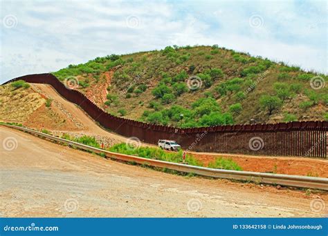 Border Fence Separating The Us From Mexico Near Nogales Arizona Stock