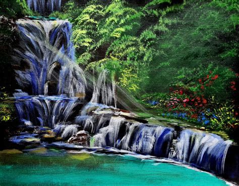 Buy Beautiful Waterfall Handmade Painting By Akrosh Saxena Codeart