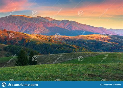 Beautiful Autumn Scenery In Mountains At Sunset Stock Photo Image Of