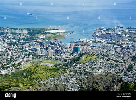 Port Louis Mauritius City Skyline Over Blue Sky Stock Photo Alamy