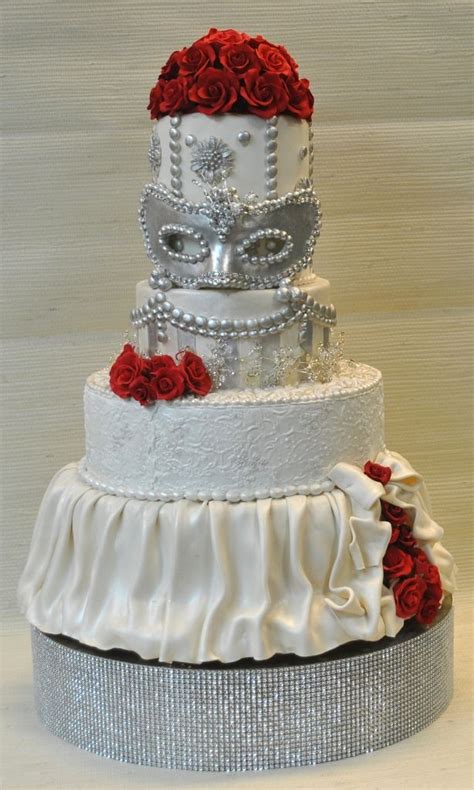 Redwhitesilver Wedding Cake By The Cake Zone Masquerade Cakes